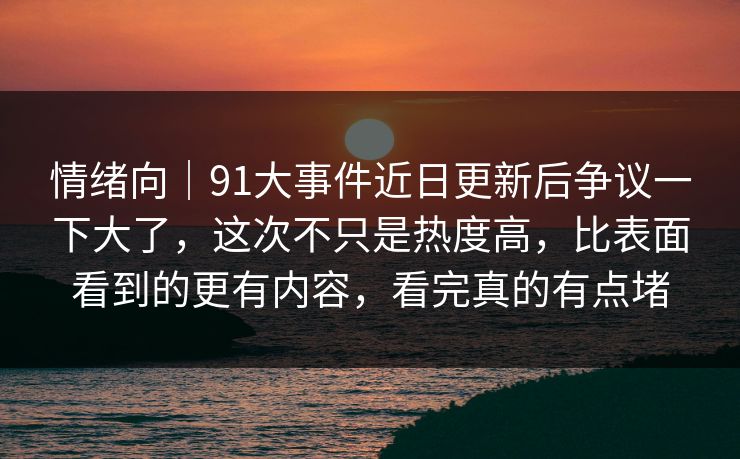情绪向｜91大事件近日更新后争议一下大了，这次不只是热度高，比表面看到的更有内容，看完真的有点堵